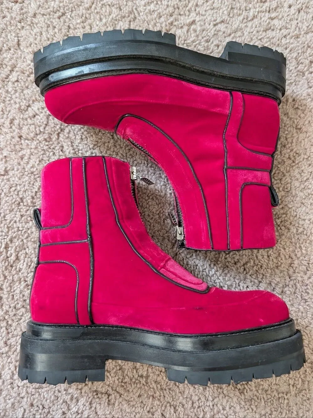 Pierre Hardy Womens Fuschia Pink Machina Platform Front Zip Ankle Boots Size 9
